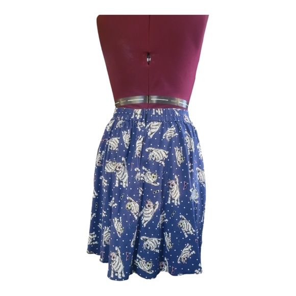 Full, Swing Skirt, Blue, Cats With Sunglasses, Pockets, XL - Picture 5 of 8